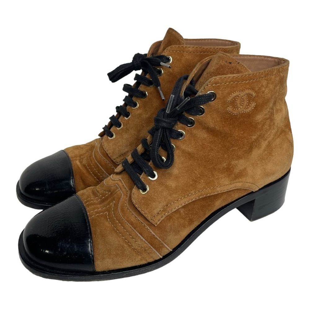 Chanel 2018 Interlocking CC Logo Lace-Up Boots IT42
